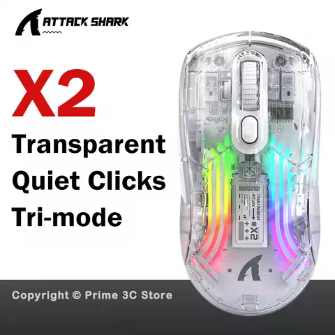 Attack Shark X2 X2Pro Silent Wireless Gaming Mouse, Tri-Mode Bluetooth 2.4G Wired, RGB, Transparent,