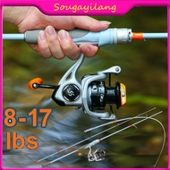 Sougayilang Spinning Fishing Rod&Reel Set 20 LBS Joran Mancing 5.2:1 Gear Ratio Reel Pancing Set