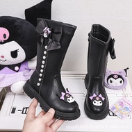 Giày Bốt Cao Đến Đầu Gối Màu Đen Cho Bé Gái Mùa Thu Đông Giày Bốt Martin Cao Đến Đầu Gối Cho Bé Gái
