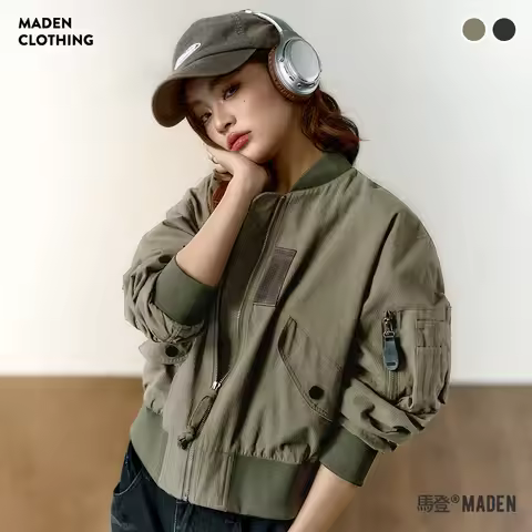 Maden Women’s Bomber Jacket MA1 Winter Fashion Streetwear Retro Varsity Jacket thick Vintage High Qu