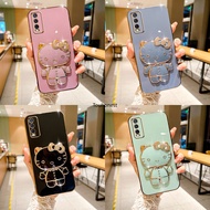 Casing Vivo Y20 Case Vivo Y21 Case Vivo Y91C Case Vivo Y02S Case Vivo Y35 Plus Case Vivo Y78 Plus Case Vivo S17 Pro Case Vivo S17E Case Cute Anime Cartoon Vanity Mirror Hello Kitty Holder Phone Cover Cassing Cases Case With Metal Sheet TK