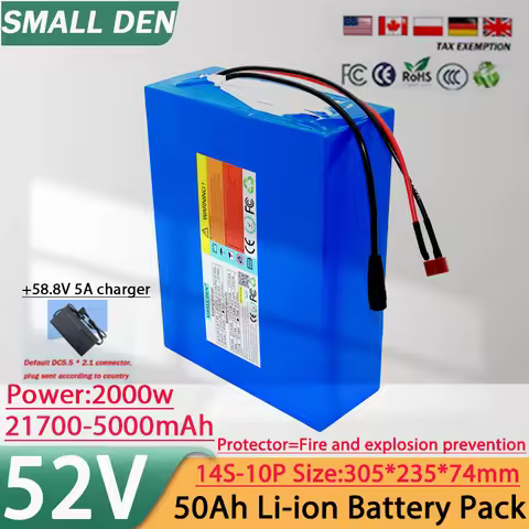 52V 50Ah 21700 14S10P Lithium Ion Battery Pack 2000W Power Tool Batteries Outdoor Backup Batteries W