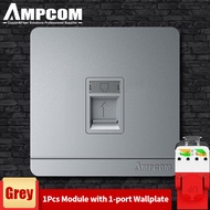 AMPCOM Keystone Jack Package 86mm Faceplate With CAT6 1Gbps UTP Keystone Jack No Punch-Down Tool Req