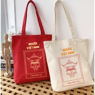 Tote bag, One Pillar Pagoda cotton canvas bag, fashionable shoulder bag for school and going out, fi