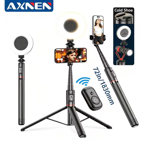 C10 Wireless Mobile Selfie Stick Multi-Functional Stable Tripod Stand with Light Remote 1.83m All-in