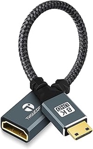 Mini HDMI to HDMI Cable Adapter, 0.65Ft/0.2M Mini HDMI Male to HDMI Female Support 8K 4K for HDTV, P