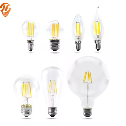 E14 E27 LED Bulb 220V Glass Vintage LED Filament Light Bulb 2W 4W 6W 8W Retro Incandescent Decoratio