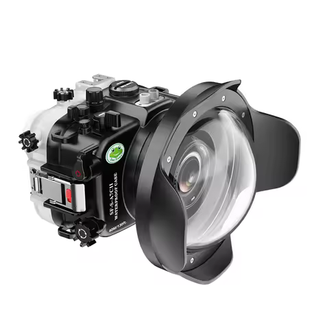 Seafrogs 40meter Underwater Camera Housing With 6“/8‘’ Glass Dome Port For Sony A7CII FE 24-70mm 16-
