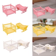 [Leipupa] 1:12 Miniature Crib and Playpen Mini Bedroom Scene Mini Rocking Bassinet Toy