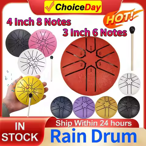 Tongue Drum 3 Inches 6 Notes Rain Drum 4 Inch 8 Notes Handpan Drum with Drum Mallet Sound Healing In