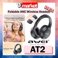 Awei AT2 Foldable ANC Wireless Headset Active Noise Cancellation ANC Bluetooth Headset Awei Wireless Headphone