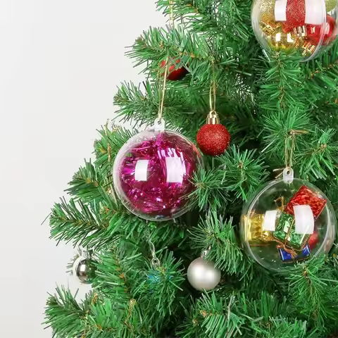 Clear Christmas Baubles Navidad Plastic Round Wedding Favours 5pcs Fillable Baubles Balls Christmas 