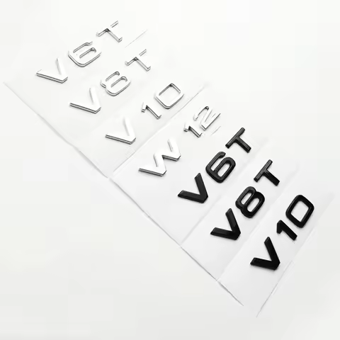 Letter Number Emblem V6T V8T V10 W12 Car Styling Fender Side Rear Trunk Badge Logo Sticker for A4L A