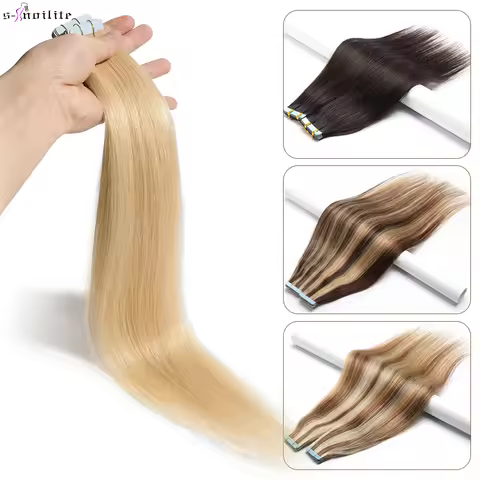 S-noilite Tape In Human Hair Extensions 2.5g/pc Straight Glue In Real Hair Extensions Human Hair Sea