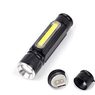 竣暘 - T6LED 磁石尾部 USB充電變焦手電筒 伸縮調焦 帶側燈