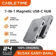 USB Type C Hub 7 in 1 Magnetic to HDMI USB A USB C PD 100W SD/TP NVMe SSD Aluminum with Cooling Fan