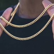Hip Hop Necklaces Para sa Mga Lalaki Babae Ginto Kulay ng Hindi Kinakalawang na Asero Kuwintas 3MM C