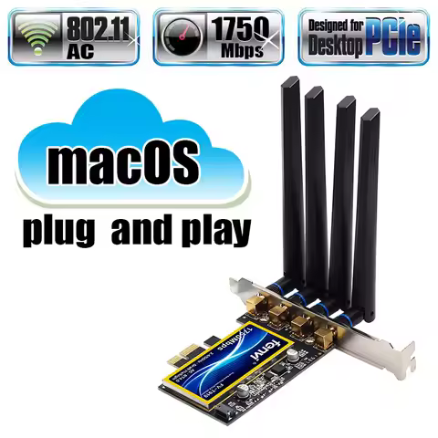 For MacOS Hackintosh 1750Mbps PCIe Wifi Bluetooth 4.0 Adapter 802.11ac 2.4G/5G Wireless Card Windows