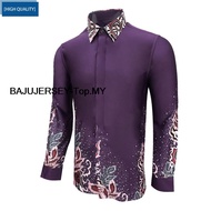 EADY STOCK (Modern Fit) Purple Color Malaysia Men Batik Long Sleeve Kemeja Batik Lelaki Lengan Panja