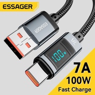 Essager 7A USB ชนิด C สายเคเบิล100W USB C ชาร์จข้อมูลสำหรับ Realme Huawei P40 30 Pro 66W สายสายชาร์จเร็ว Samsung Poco Xiaomi