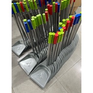 Monolithic dustpan with stainless steel handle