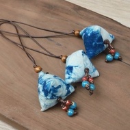 A Shui Fabric Sachet Pendant Plant Wood Dye Blue Tie Dye Bag Car Lucky Bag Pendant Ethnic Fabric Cul