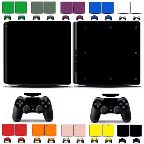 10 Pure Clean Solid Colors Vinyl Skin Sticker for Sony PS4 Slim PlayStation 4 Slim and 2 controller 