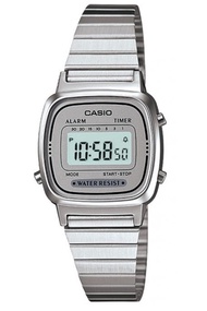 Women's LA670WA-7 Silver Tone Digital Retro Watch