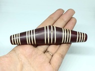 จี้หิน dzi อาเกตแท้ หินทิเบต ลายแถบเส้น เครื่องรางสะสมโบราณ Natural Genuine Antique Tibetan Himalayan Dzi Stripes Agate Old Long Bead Protective Amulet Gemstone