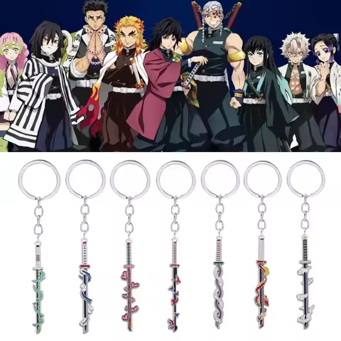 15 Styles Anime Demon Slayer Kimetsu No Yaiba Sword Keychain Rengoku Kyoujurou Giyuu Shinobu Weapon 