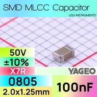 100nF ±10% 50V X7R 0805 2012(mm) SMD Capacitor CC0805KRX7R9BB104 YAGEO
