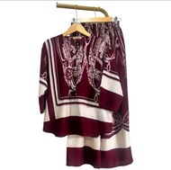 SETELAN WANITA TERBARU MOTIF BUNGA COMBI CELANA POLOS BAHAN KAIN RAYON TWILL KEKINIAN