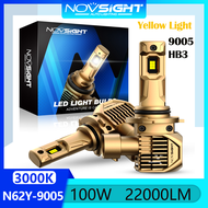 Novsight N62Y HB3 9005 LED Headlight Bulb 3000K Yellow Light Extremely Bright LED Lights for Car Hig