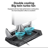KINGSTAR 控制台冷卻風扇充電底座垂直支架適用於 PlayStation 5 PS5 遊戲配件連 2 個冷卻風扇 3 個集線器  fdpckp KINGSTAR Console Cooling 