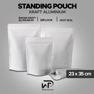 ( 1 Pcs ) Standing Pouch Kraft Putih Non Window 25 x 35 Cm