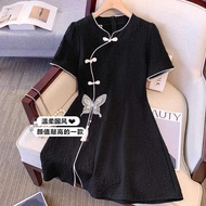 cheongsam muslimah plus size cheongsam 旗袍 New Chinese Style Improved Cheongsam Dress Black Dress 202
