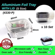 ALUMINIUM FOIL TRAY WITH LID @ S SIZE [RECTANGLE] - 10PCS  (Code:4330-P)