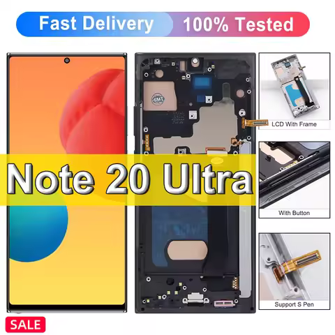 TFT For Samsung Note20 Ultra Screen 4G LCD Touch Screen Replacement +Frame For Samsung Galaxy Note 2
