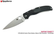 &lt;刀之林&gt;Spyderco NATIVE CHIEF™ 黑色FRN柄全刃折刀 -CTS BD1N鋼