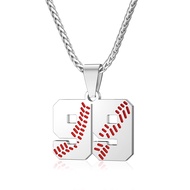 Wikavanli Personalized Baseball Necklaces Baseball Jersey Number 00-99 Necklace Stainless Steel Base