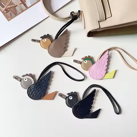 Genuine Leather Lovely Birdy Bag Charm Flying Bird Hanging Decoration Ornament For Handbag Backpack 
