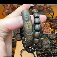 Agarwood Carved Lotus Heart Sutra Bracelet Men Women 8 * 9 Double Circle Natural Log Bracelet 26.3