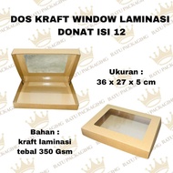 RATU | [10 PCS] DOS KRAFT WINDOW LAMINASI DONAT ISI 12 / Kardus Kotak Box Dus Kraft Window Laminasi 