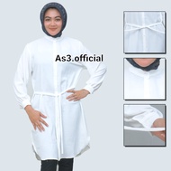Tunik Basic Crinkle Airflow Wanita Remaja Muslim Polos Kancing Aktif Panjang  Bawah Lutut Kekinian
