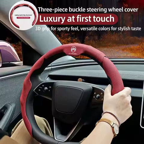 Nappa Leather Steering Wheel Cover Sporty Styling Car Accessories For Citroen C6 C2 C1 2CV VTS DS3 D