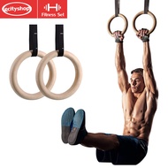 ยิมนาสติกแหวนโ Home Gym Rings Birch Wood Gymnastic Rings Exercise Strength Training Rings with Adjus