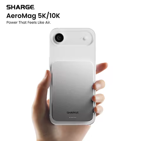 SHARGE AeroMag Magsafe Power Bank Slim 5000mAh Magnetic Portable Charger Qi2 Fast Charging Battery P