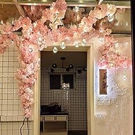 Artificial Cherry Blossom Tree Sakura Tree Artificial Plant Fake Vines Flowers for Event Indoor Outdoor Party Restaurant Mall Silk Flower,Pink Fashionable