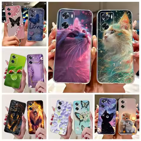 For Oppo A57 4G Case CPH2387 Cute Cat Luxury Painted Cover For Oppo A57s A77s Soft Silicone Case For