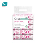 Orita โอริต้า กระดาษเช็ดหน้า แบบซอฟแพ็ค 2 ชั้น 100แผ่น บรรจุ 5แพ็ค